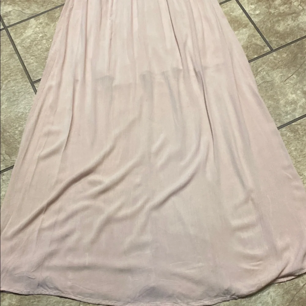 Blush Rayon/Crochet Lace Small Sleeveless Maxi Dress with Spagh. Straps Summer - Picture 4 of 12